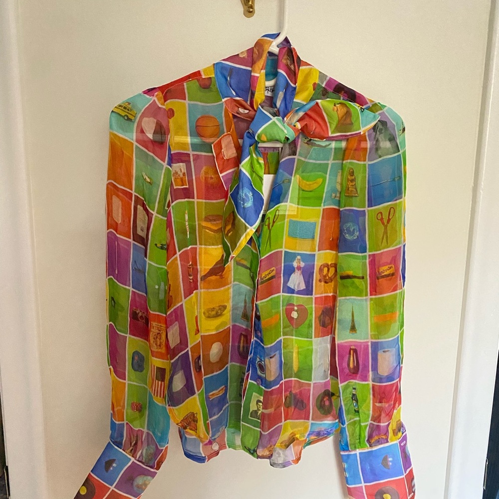 Rachel Antonoff Gertrude 100% Silk Blouse in Original Objects Print - Picture 5 of 6